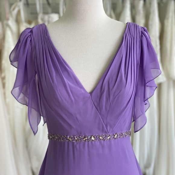 Flutter Sleeve Violet Dress - Picture 2 of 6